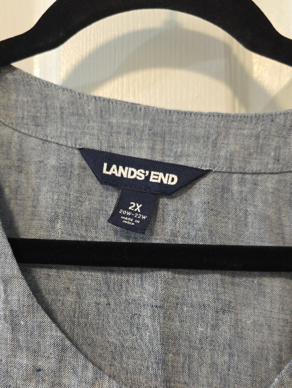 Lands' End Pale Blue Linen Button Shoulder Top 2x - Picture 2 of 2